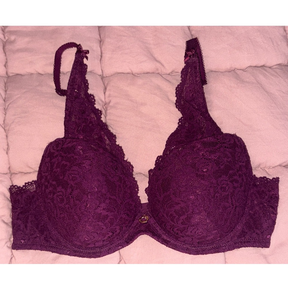 NEW Aubade Womens Burgundy Lace Underwire‎ Bra, Size 34B